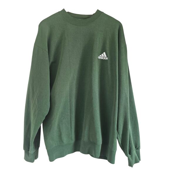 adidas Other - Vintage Adidas 90s Pullover Sweatshirt Green L Distressed Trefoil Embroidered